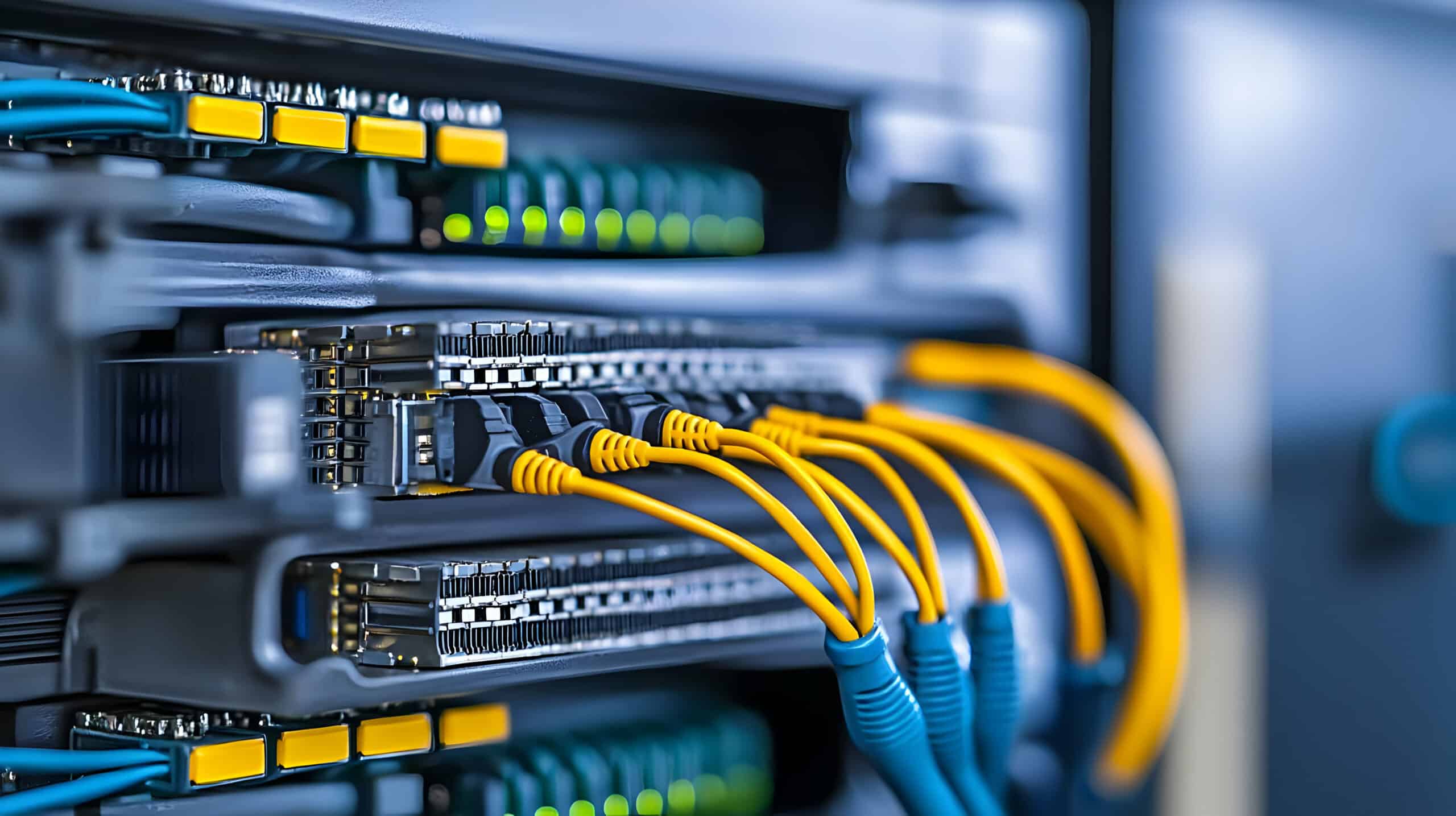 Server rack hardware fiber optic data cable